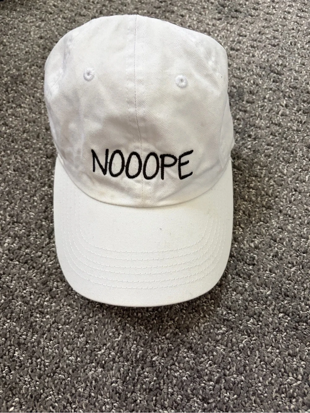 Kids White 'NOOOPE' Embroidered Baseball Cap